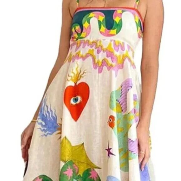 Multicolored Street Graffiti Cami Maxi Dress - Picture 4 of 5